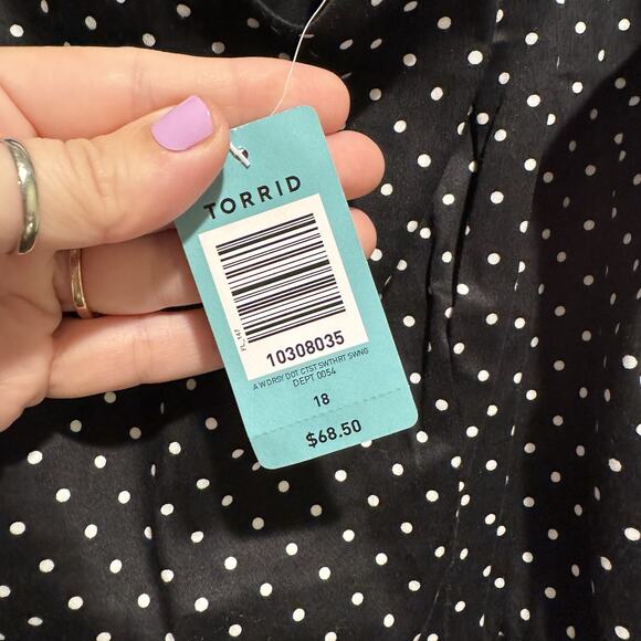 Torrid Black Polka Dot Rockabilly Retro Dress Fit Flare NEW Size 18 - Picture 5 of 7